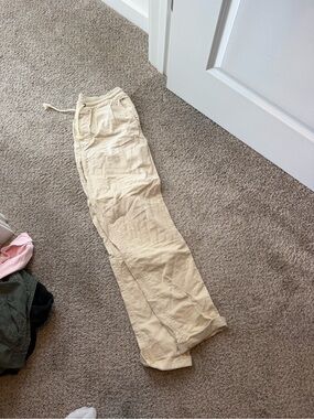 Marine Layer Men's Drawstring Linen-Blend Pants in Cream